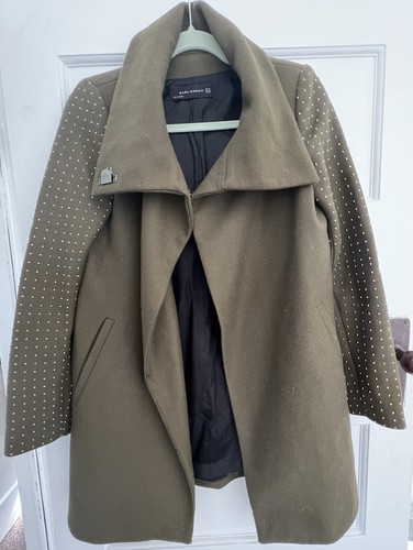 Zara khaki studded sleeve - , coat
