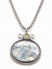 Roman Glass 925 Silver Pendent