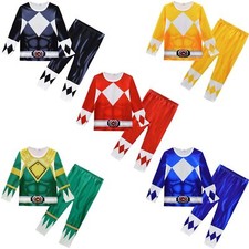 Kids Mighty Morphin Power Rangers Costume Tops+Pants Outfit Cosplay Pyjamas GifT