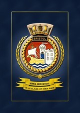 HMS BRISTOL SHIPS BADGE/CREST - HUNDREDS OF HM SHIPS IN STOCK
