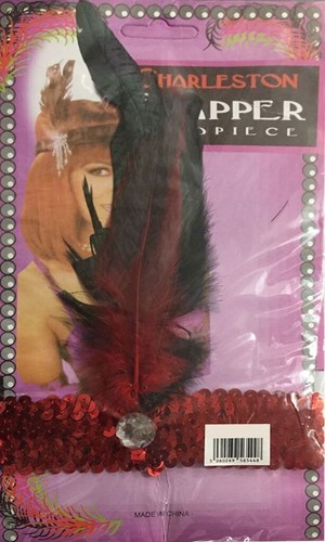 Red sequin feather headband - feather,