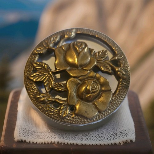 Trivet rose brass vintage art - trivet,