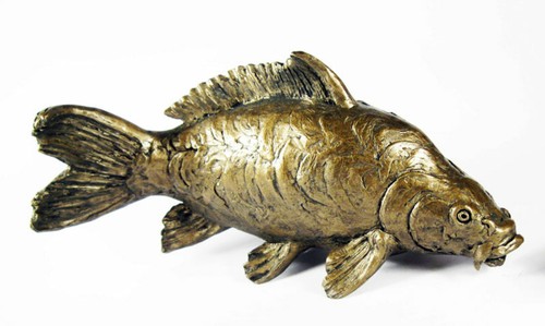 Mirror carp bronze figurine - mirror,