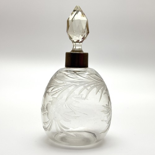 Vintage etched glass perfume - vintage,