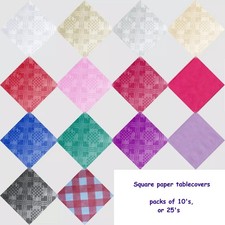 SQUARE PAPER TABLECOVER TABLE COVERS CLOTHS PK 10 OR 25, 90 x 88 cms SLIP COVERS