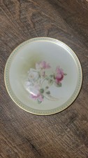 5 Bavarian China Set Germany VTG Gold Scalloped Plates 5.75 Floral Design