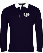 Scotland Retro Long Sleeve Rugby Shirt Embroidered Crest S-3XL