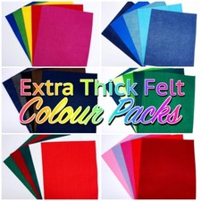 EXTRA THICK FELT 3-4mm Polyester Plain Craft 25cm x 30cm Sheet Mixed Colour Pack
