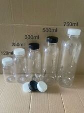 60ml 120ml 250ml 330ml 500ml Juice Bottles Round Clear Plastic with Tamper Caps