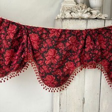 Valance for Ciel de lit Antique black and red fabric AMAZING TRIM passementerie