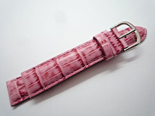 Krug Baumen 18 mm Pink (Ciclamin) Genuine Leather Watch Strap Silver Buckle 18mm