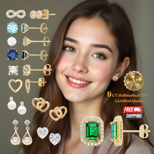 9ct gold earrings hallmark 375 - gold,