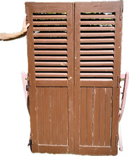 ANTIQUE FRENCH CHATEAU SHUTTERS ARCHITECTURAL SALVAGE CHOCOLATE 19TH C
