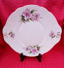 Vintage Duchess Fine Bone China Cake Sandwich Plate Wood Anemone Pink Flower VGC