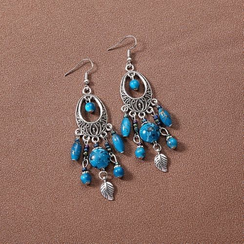 Bohemian turquoise blue oval - bohemian,