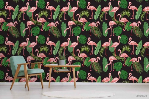Leaves flamingo pattern - 3d,