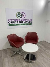 Walter Knoll Turtle Tub Chair, Real Red Leather, Chrome Base