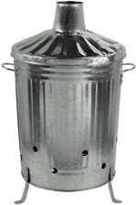 90 Litre Extra Large Fire Burning Galvanize Steel Metal Incinerator Bin With Lid