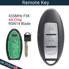 433Mhz For Nissan Qashqai 2014 2015 2016 2017 2018 2019 Remote Key Fob 3 Button