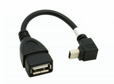 Mini 5 Pin USB Down-Angle Male To USB-A 2.0 Female Jack OTG Host Adapter Cable
