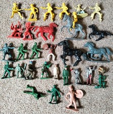 Vintage 1970/80s Action Figures: Cowboys, Indians, Soldiers, Horses, Civil War