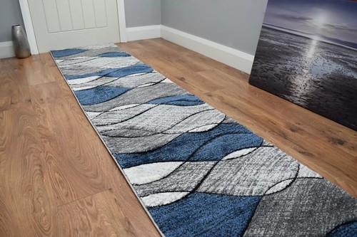 Grey blue hallway runner - blue,