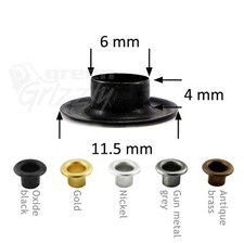 5mm 6mm or 8mm Solid Brass Eyelets with Washers - silver, black, gold, antique