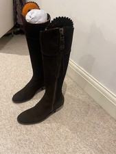 Fairfax & Favor Heeled Regina Boots Chocolate Suede Size 6 (39) narrow fit