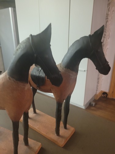 Wooden carved horses with - carved,
