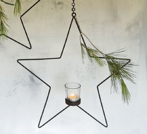 Hanging star candle holder - hanging,