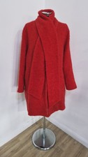 Hobbs boucle coat size 16 red removable scarf oversized wool mohair furry