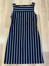 Sportmax Max Mara Dress Women's UK6 Blue White Striped 100% Cotton Pinafore