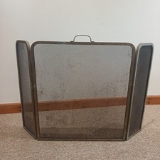 Brass Fire Guard Vintage Mesh Edwardian Heavy Folding Antique