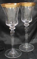 Mikasa Crystal Palatial Gold Set of Two Wine Glasses