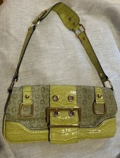 guess rare vintage monogram green shoulder bag