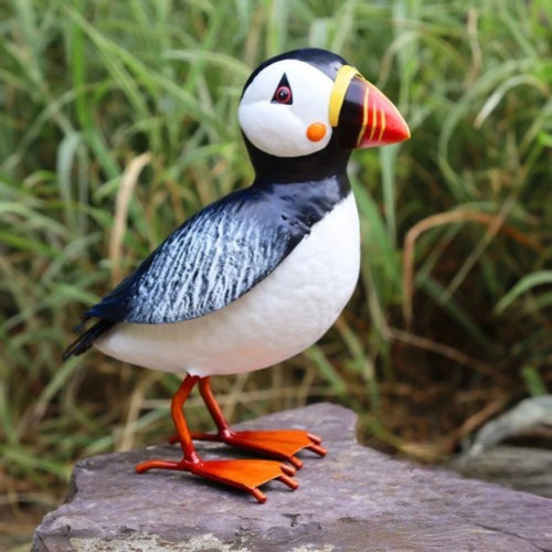 Metal puffin sculpture - puffin,