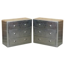 COOL PAIR OF VINTAGE AVIATOR HAND HAMMERED CHEST OF DRAWERS INDUSTRIAL STYLE