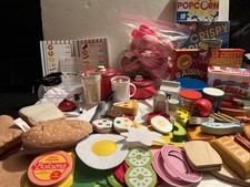 HUGE Lot Melissa Doug Pretend Play Kitchen Ice Cream Sandwich Diner Tea Set GUC