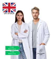 Unisex White Lab Coat Doctor Pharmacist Medical Scientist Dentist Jacket Long