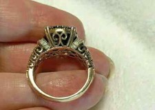 2Ct Lab Created Black Diamond Cluster Women's 925 Silver Engagement Bridal Ring