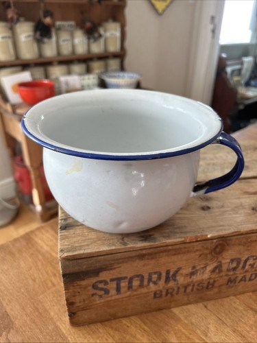 Vintage white enamel rounded - vintage,