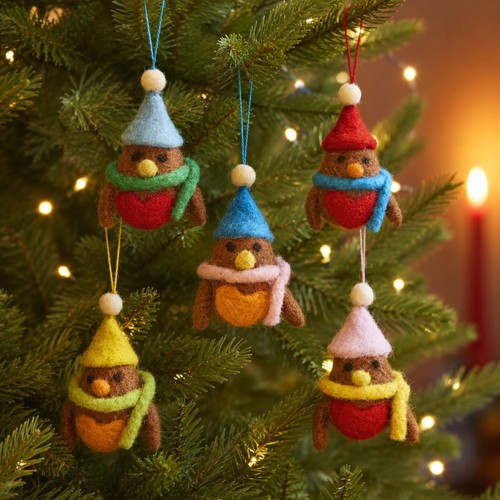 Felt robin christmas tree - felt,