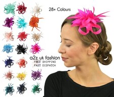 Women's Flower Feather Clip Fascinator Hat Wedding Ladies Day Races Royal Ascot