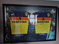 Rare one of a kind. Double Framed Leeds Legends Keepers Signed football Shirts