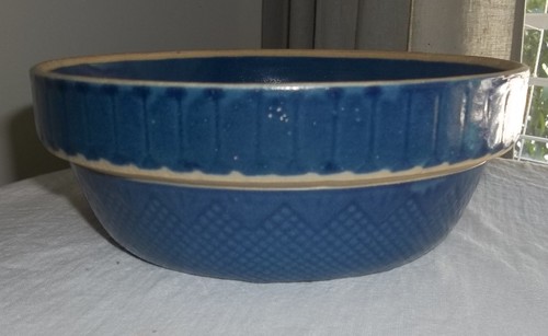 Antique blue stoneware low - antique,