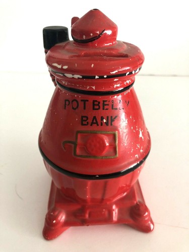 Vintage red ceramic pot belly - ceramic,