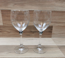 2 x Vintage  Green Faceted Ball Stem Wine / Water Glasses 320ml.