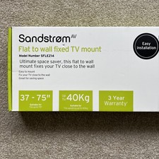 Sandstrom SFLEZ14 Medium to Large Fixed TV Wall Mount for 32 - 75” TVs - Black