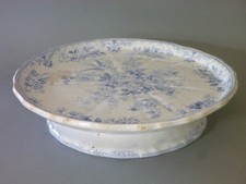 Antique Asiatic Pheasant Cake Stand Gateau Tazza - Blue White Transfer