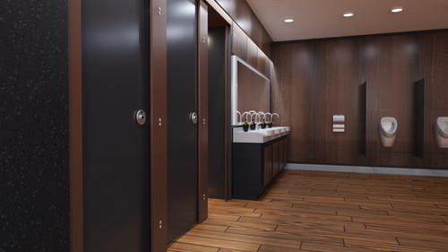 Triple toilet cubicle between - triple,